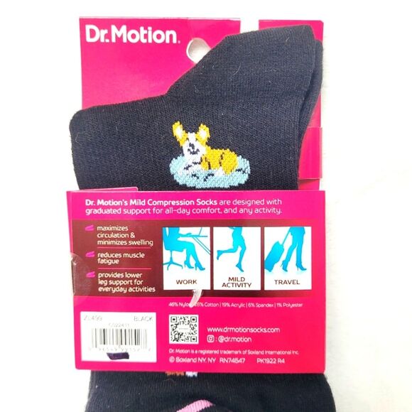 Dr Motion Cozy Dogs Mild Compression Everyday Knee Socks Size 9-11 Shoe 4-10 New - Picture 4 of 5